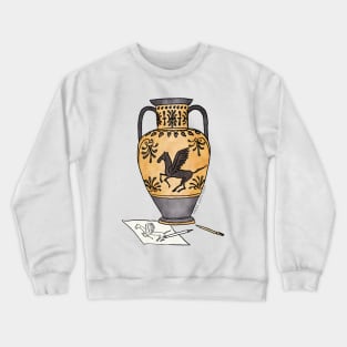 Ancient Greek Pegasus pottery - by Greek Myth Comix Crewneck Sweatshirt